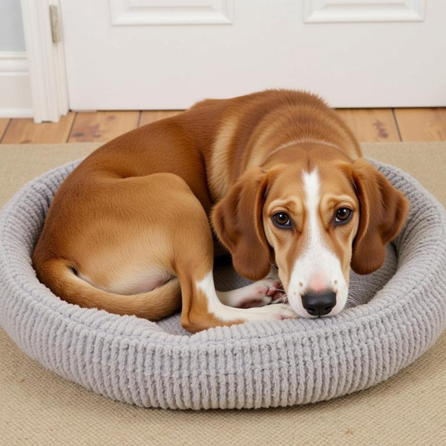 Dog Snuggling on Dog Bed