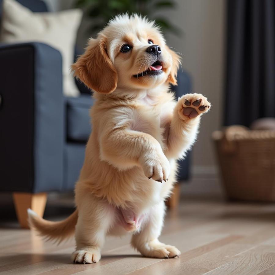 Dog standing on hind legs seeking attention