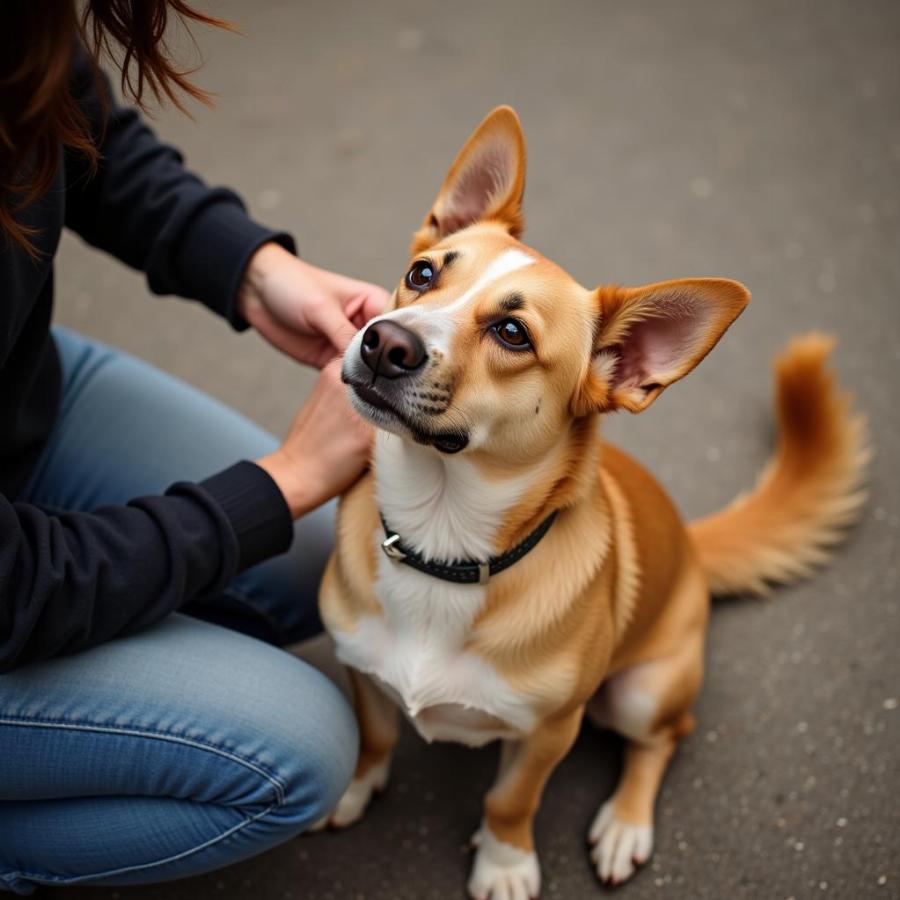 Dog staring lovingly at owner