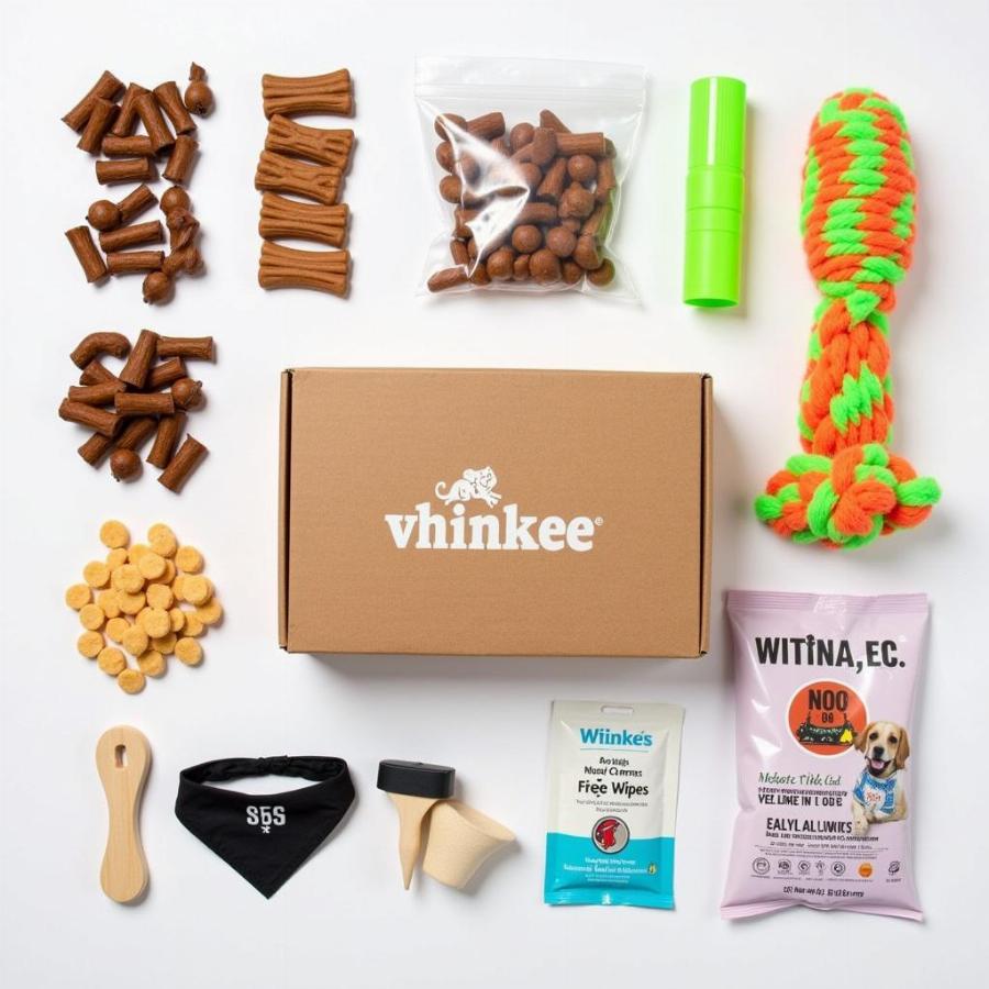 Assortment of Items in a Dog Subscription Box