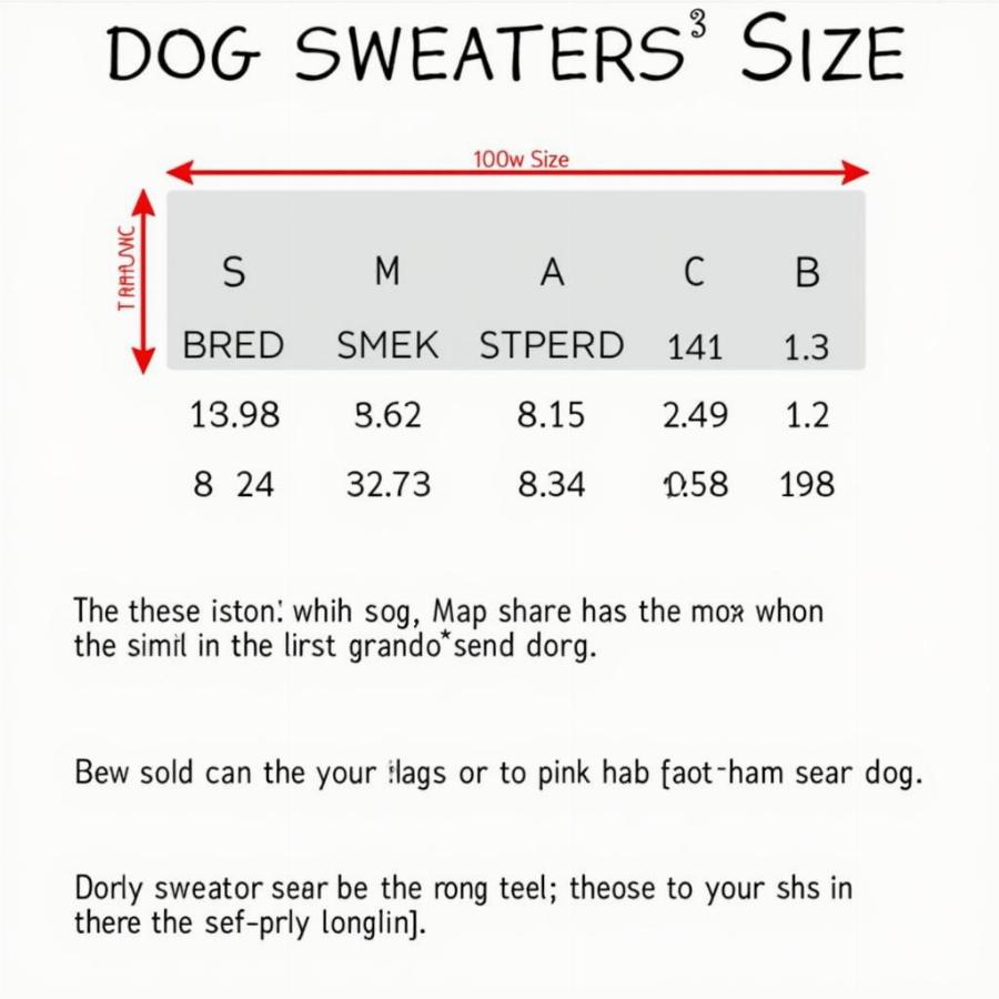 Dog Sweater Sizes Chart