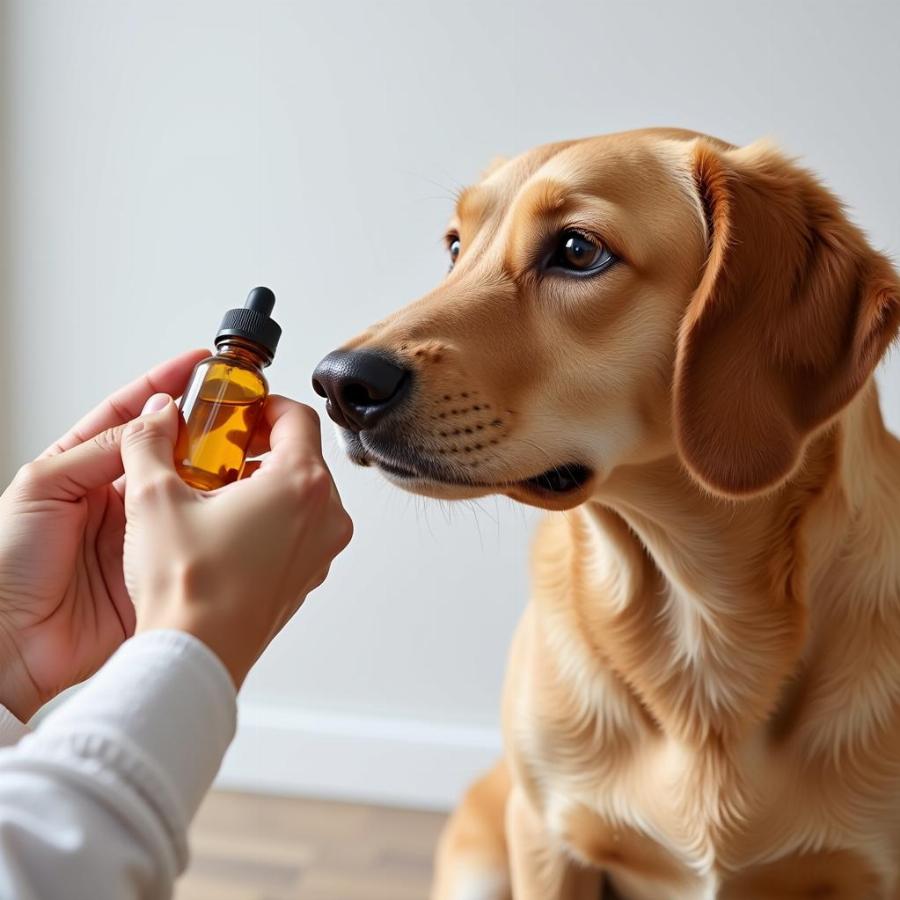 Dog Taking a Fish Oil Supplement