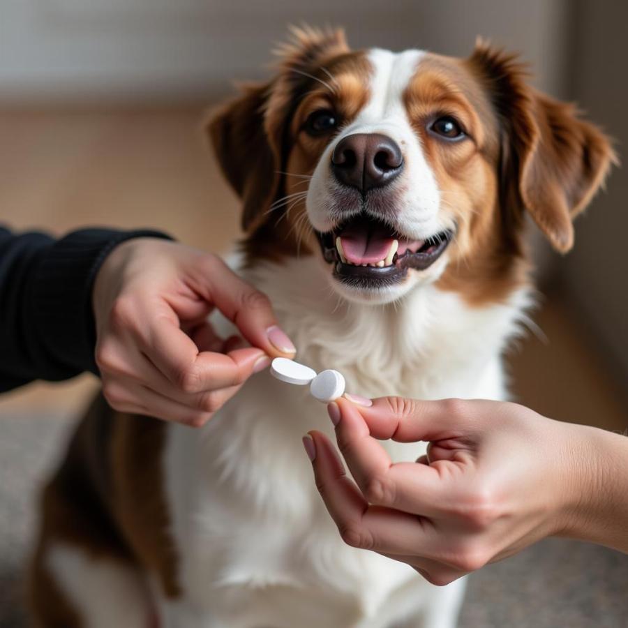 Dog Taking Proin Tablet