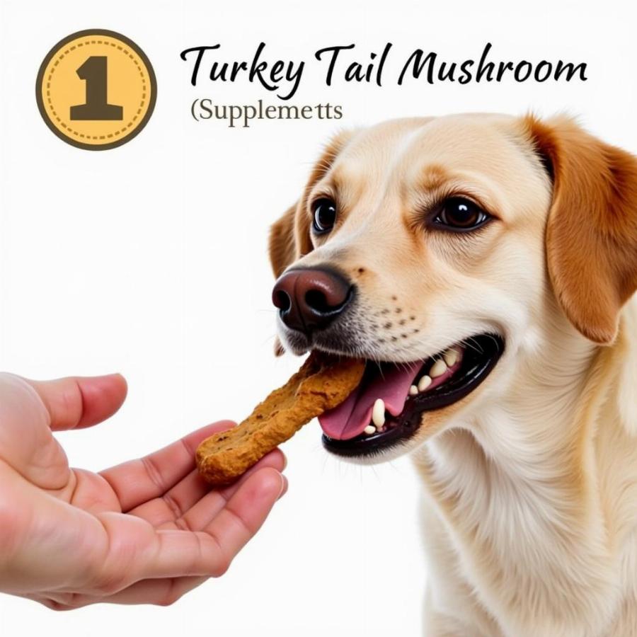 Dog Taking a Turkey Tail Mushroom Supplement