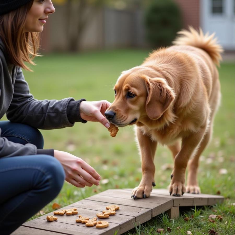 Dog training on a ramp