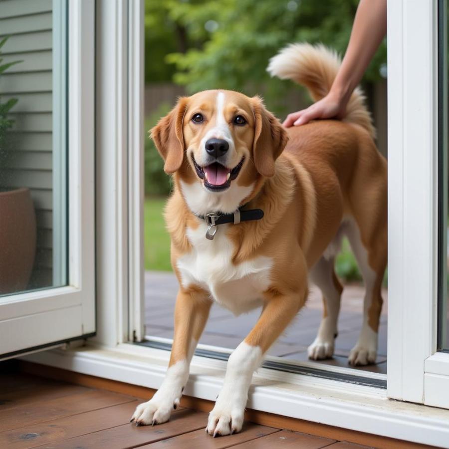 Dog Using Patio Dog Door