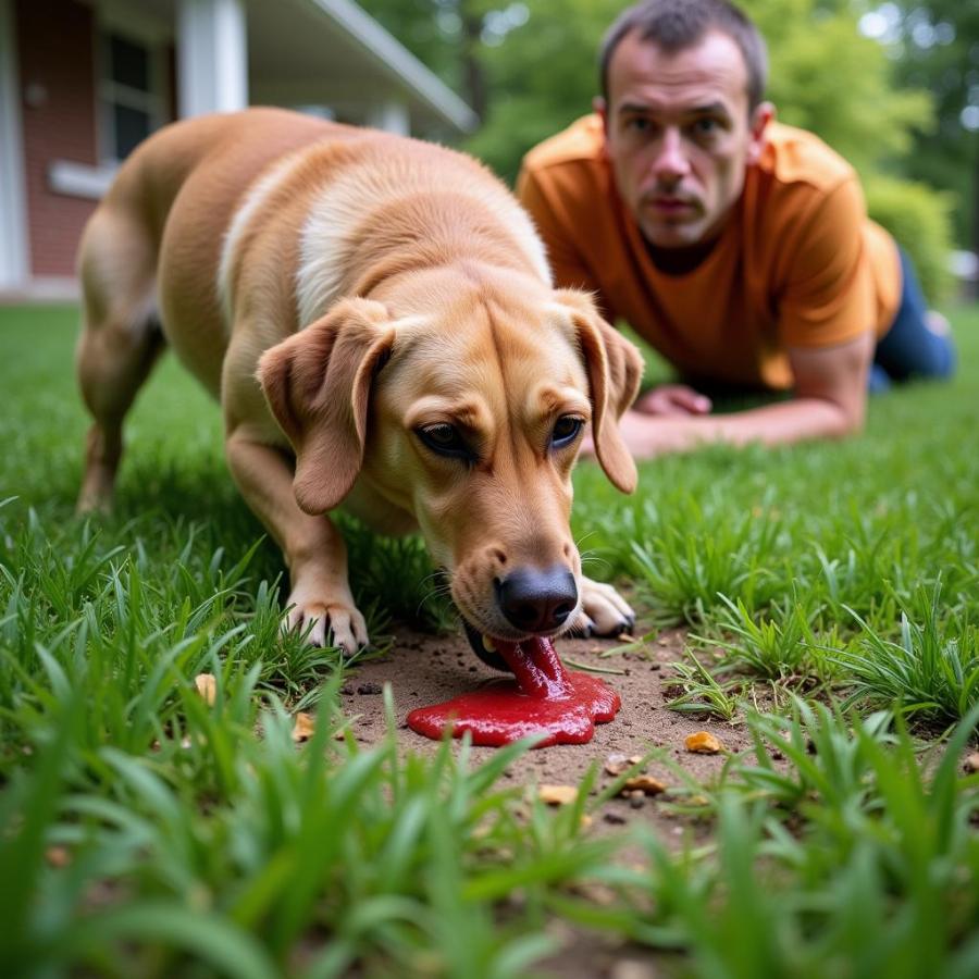 Dog vomiting after hydrogen peroxide administration