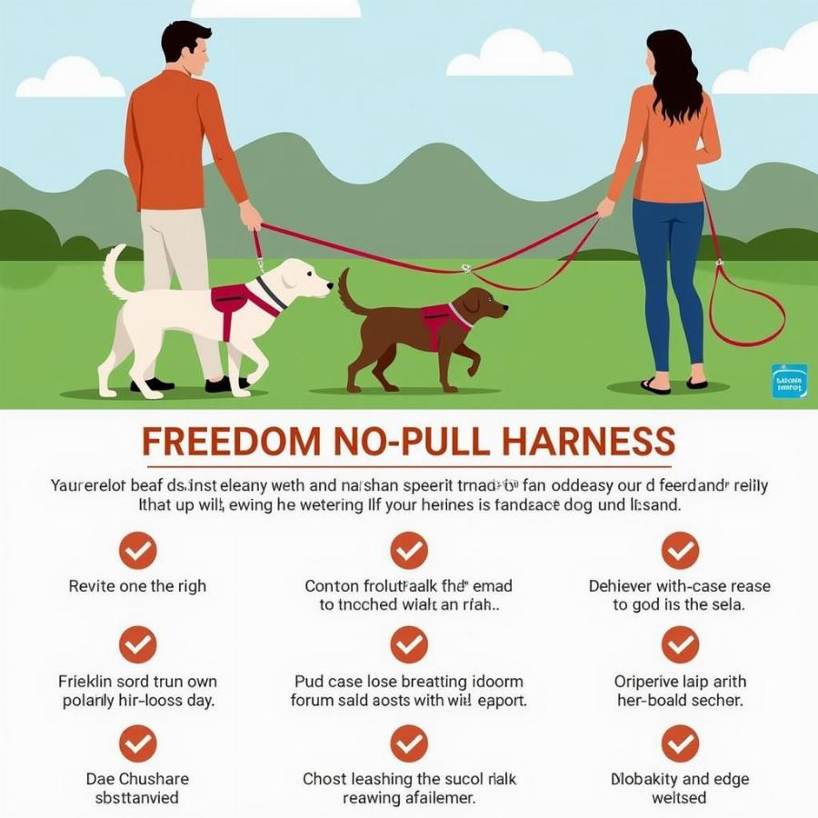 Dog walking calmly beside owner while wearing the Freedom No-Pull Harness