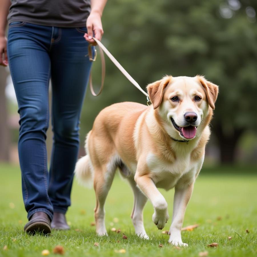 Dog Walking Nicely on a Leash