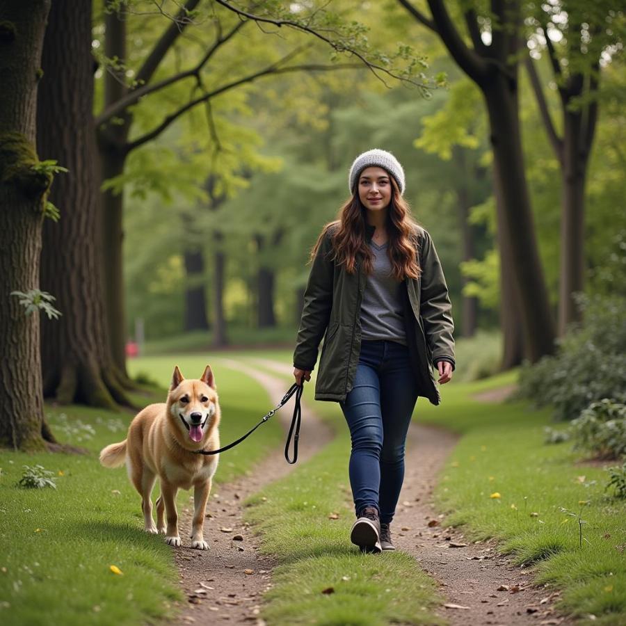 Dog Walking on Leash in Coyote Country