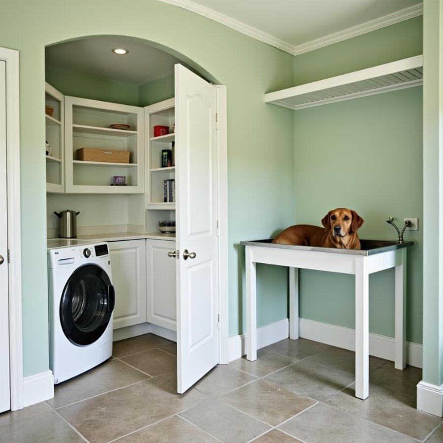 Dog Wash Laundry Room with Tile Floor