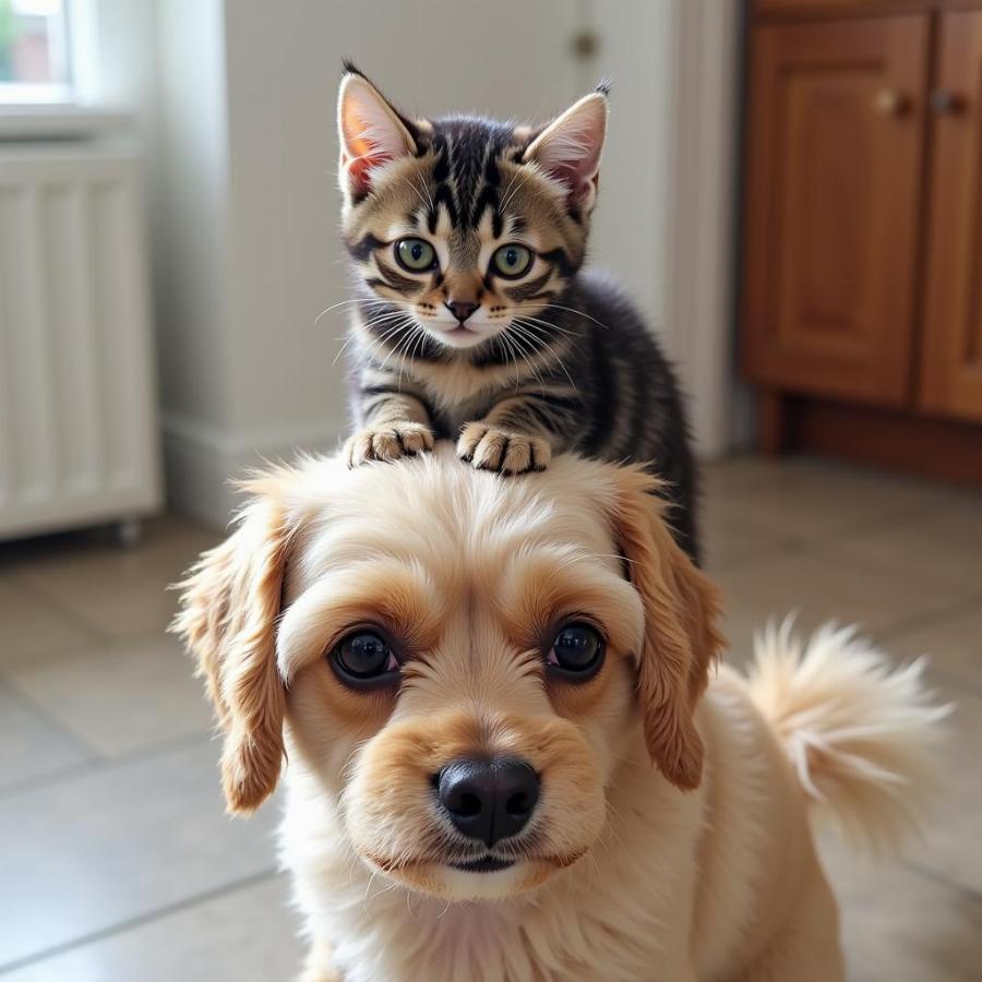 Dog Wearing Cat as a Hat