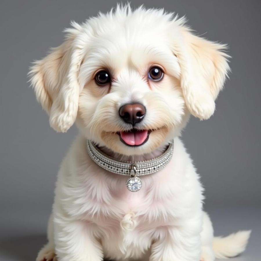 Dog Wearing a Diamond Dog Collar