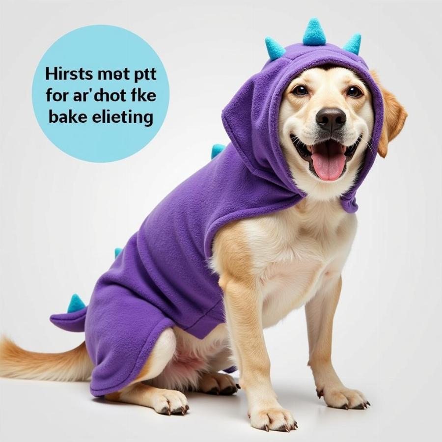 Dog happily wearing a monster costume