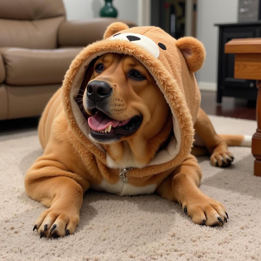 Dog Wearing Snorlax Costume