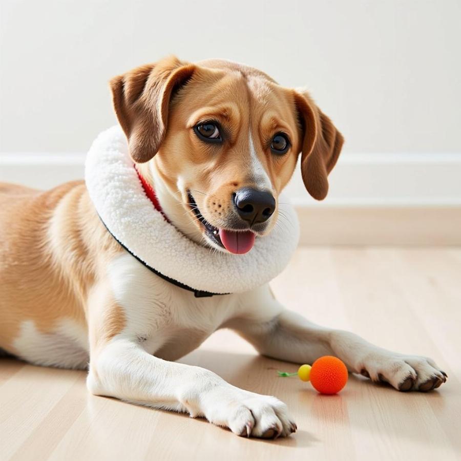 Dog Comfortably Wearing a Soft Collar