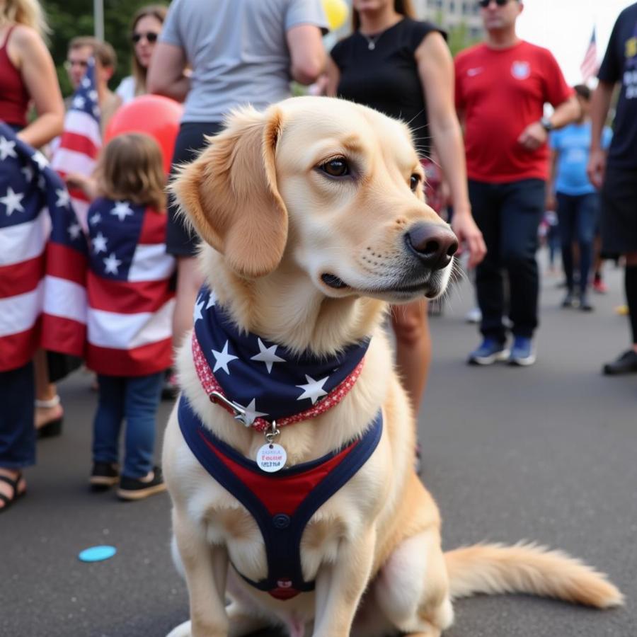 Dog with ID Tag at a Parade