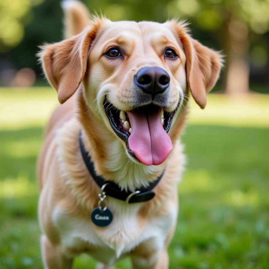 Dog Wearing a Personalized Tag