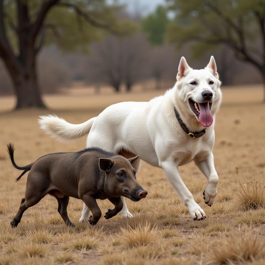 Dogo Argentino Hunting Wild Boar