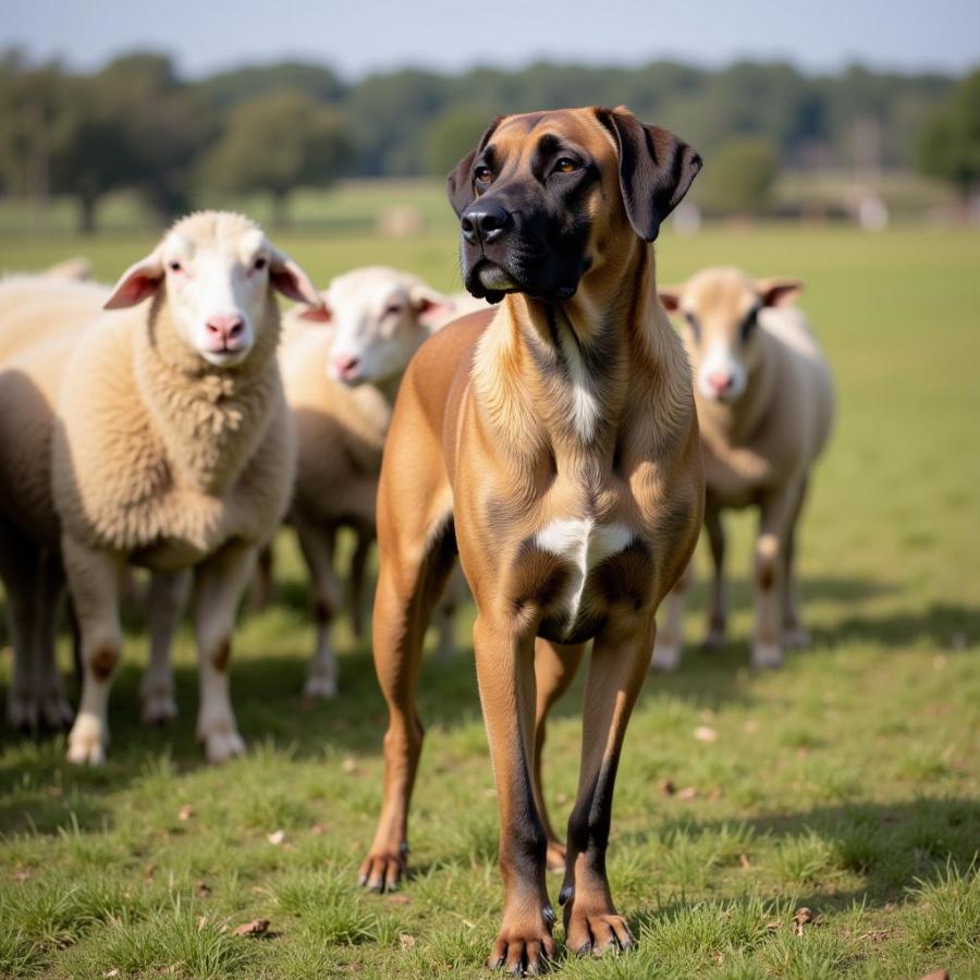 Dogo Canario guarding livestock