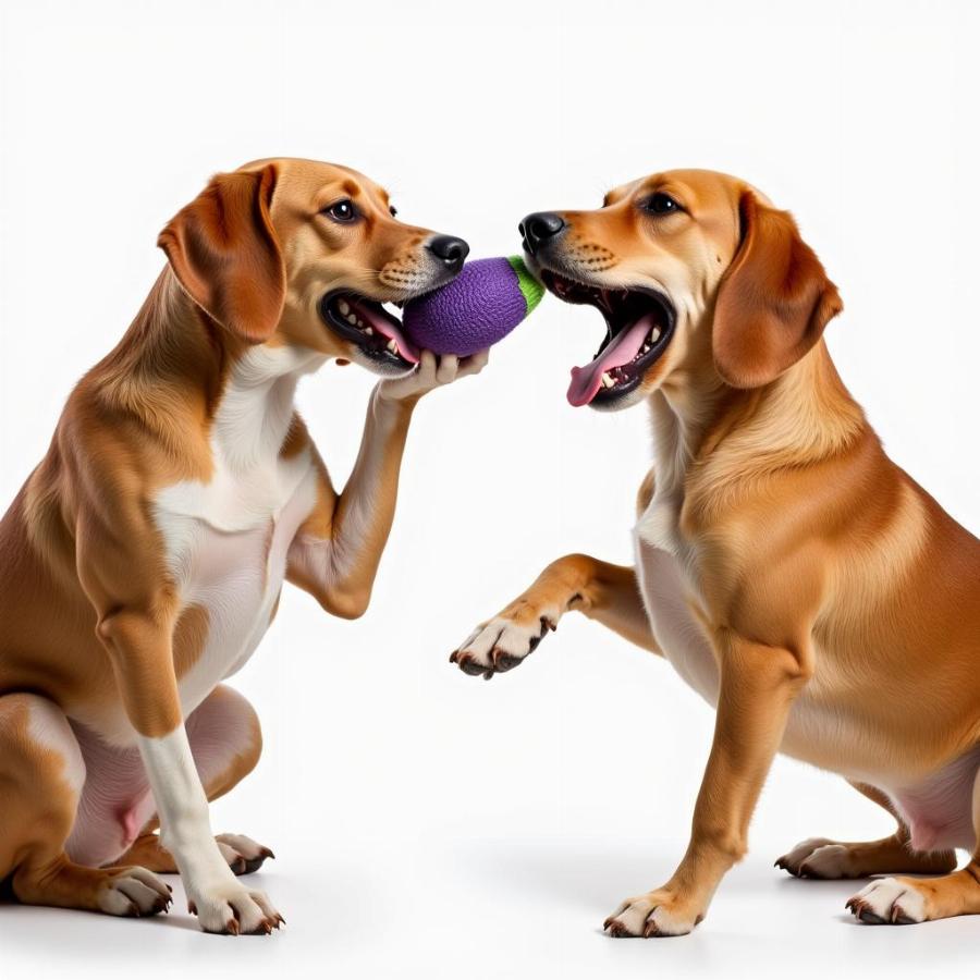 Two Dogs Playing Tug-of-War