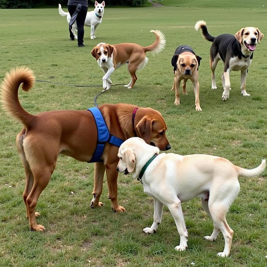 Dogs socializing at Grandview Dog Park