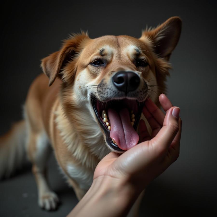 Dog Biting Hand Symbolizing Loss of Control in a Dream