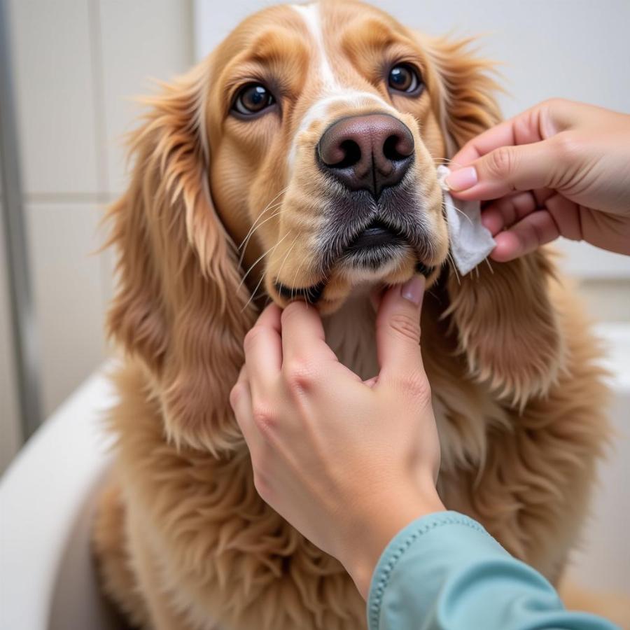 Grooming a Dog with a Droopy Face