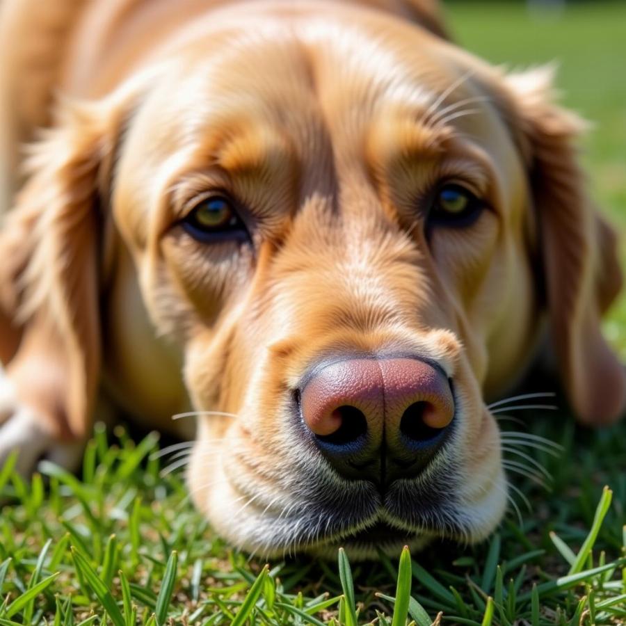 Dog with Dry Nose from Sun Exposure