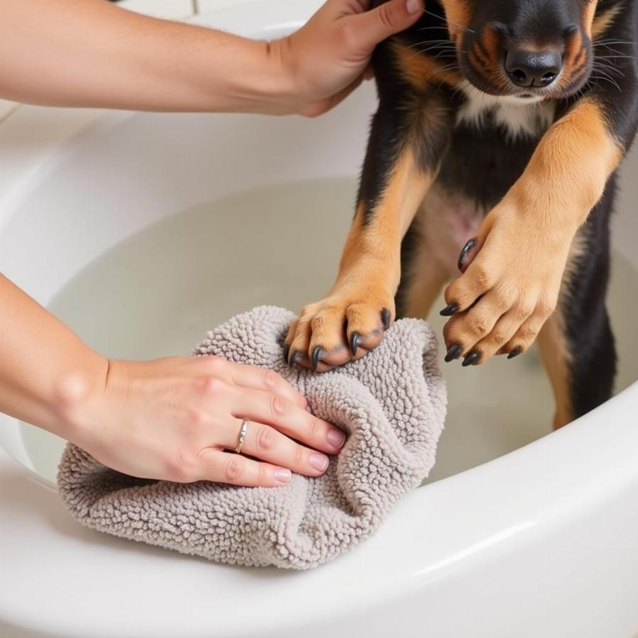 Drying Dog Paws After Epsom Salt Soak