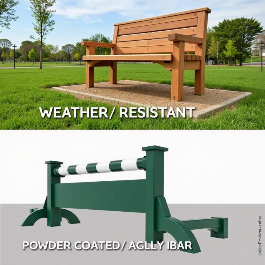 Durable dog park equipment made of weather-resistant materials