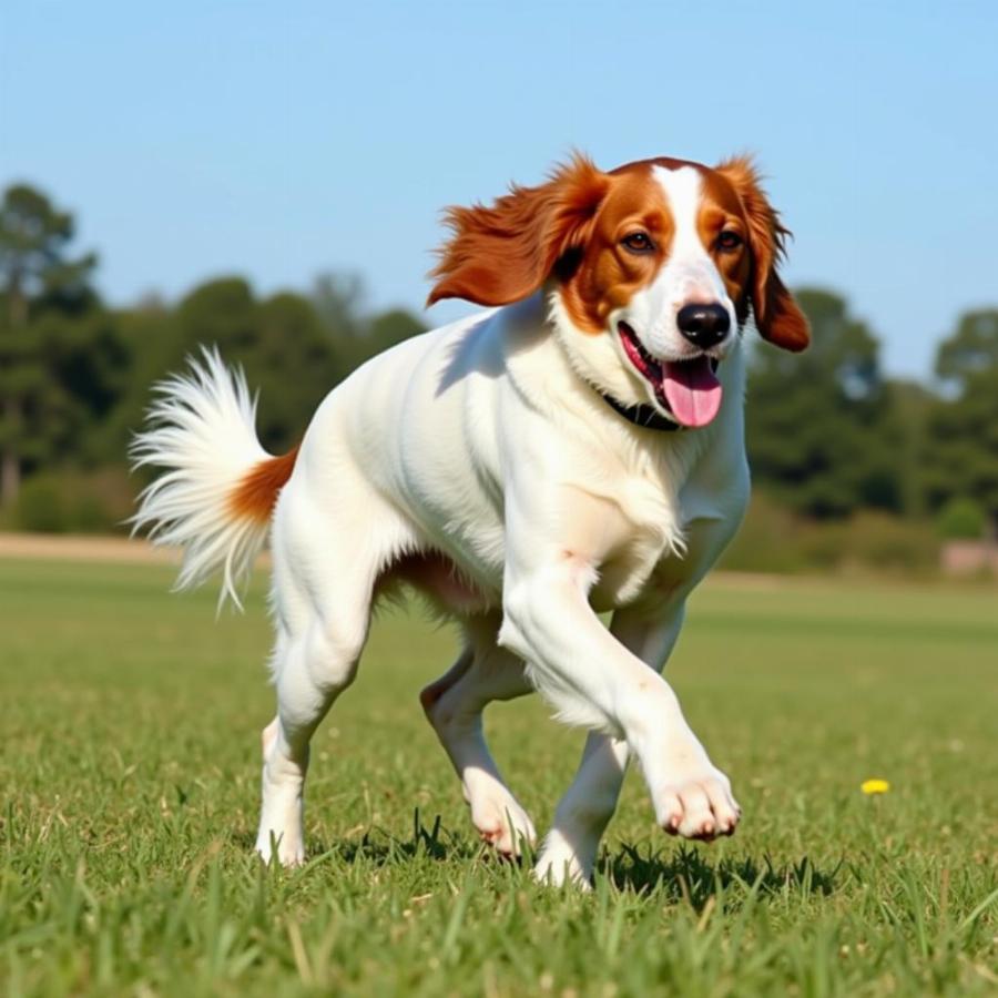 English Setter running in a field