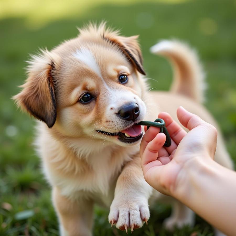 Excited Puppy Nipping Hand