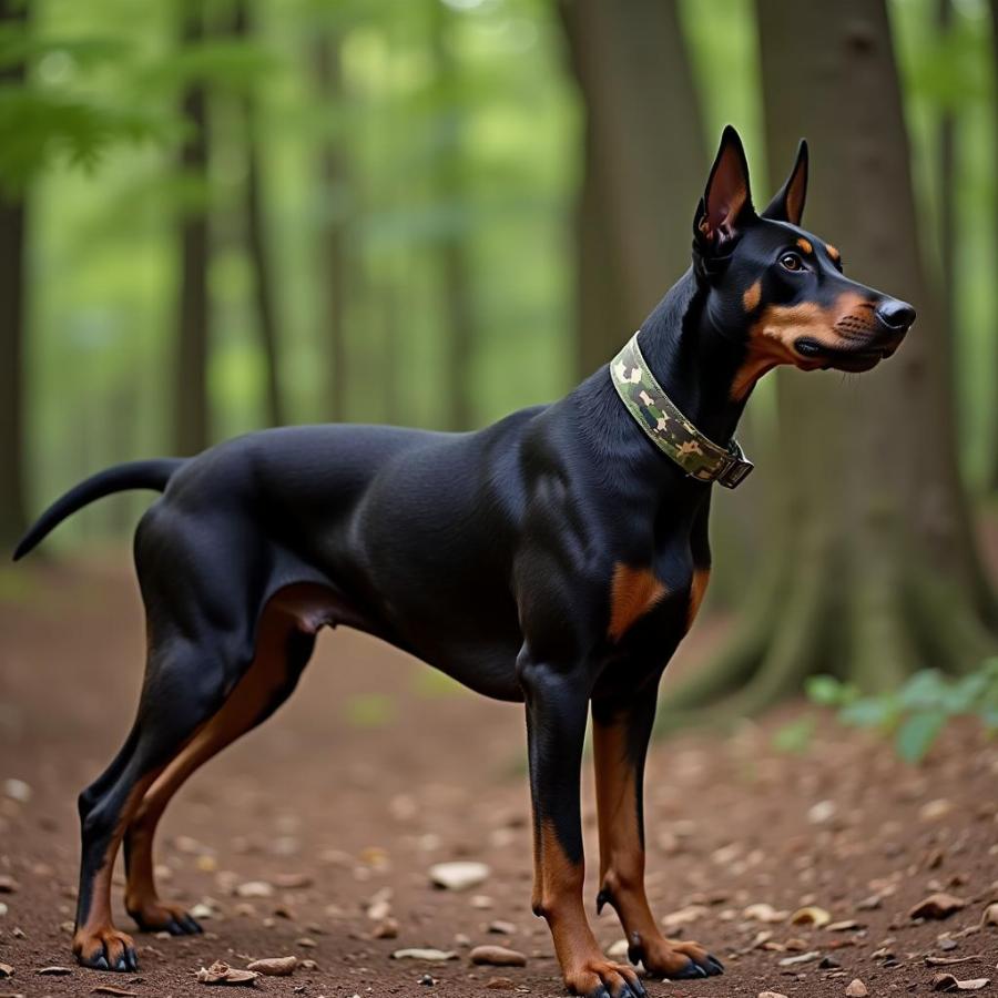 Doberman Pinscher with camouflage collar: Female Army Dog Names