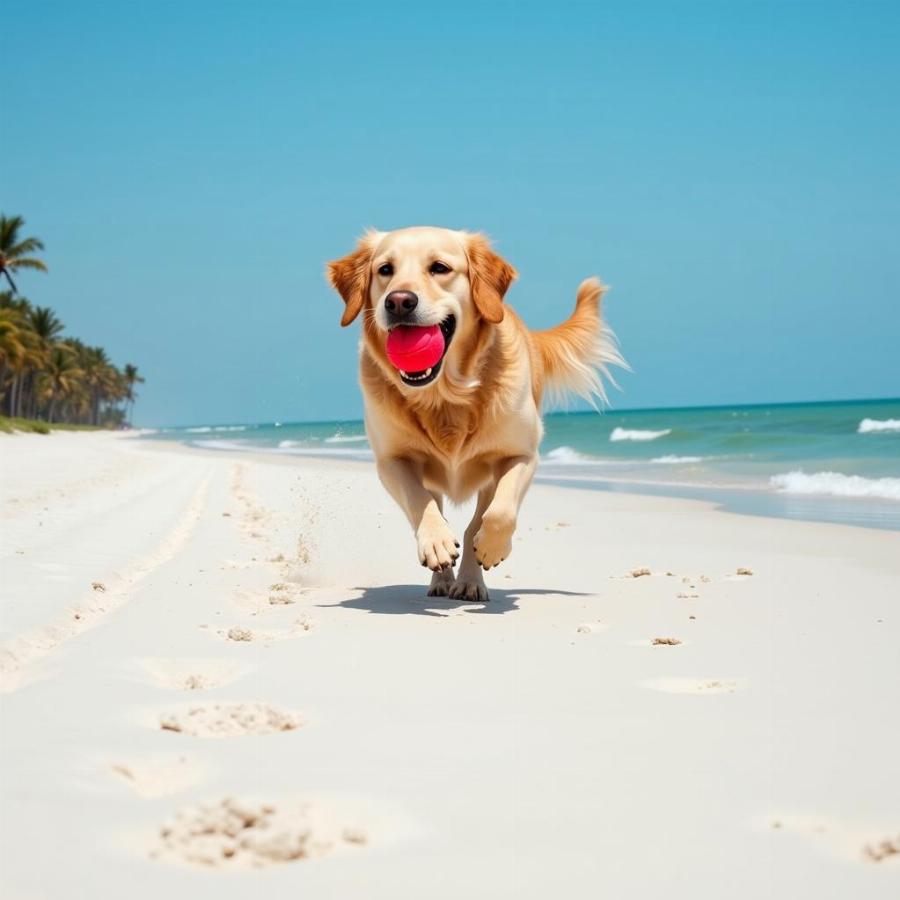 Dog enjoying the beach in Florida