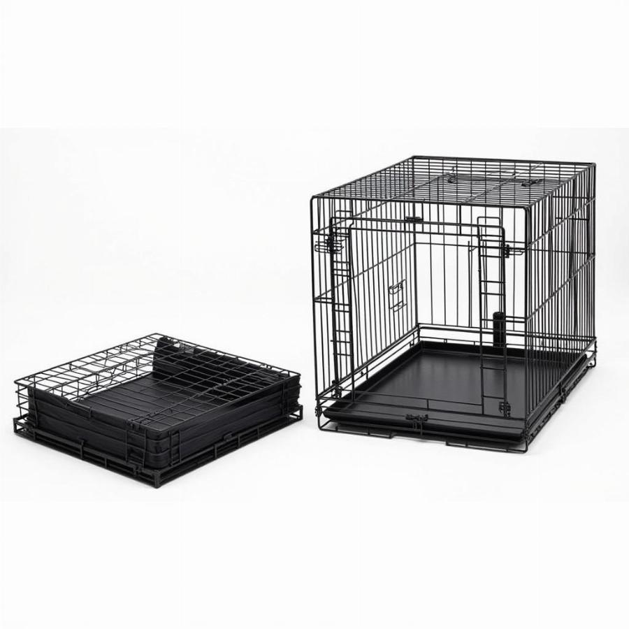 Folding 54 inch dog crate ready for travel