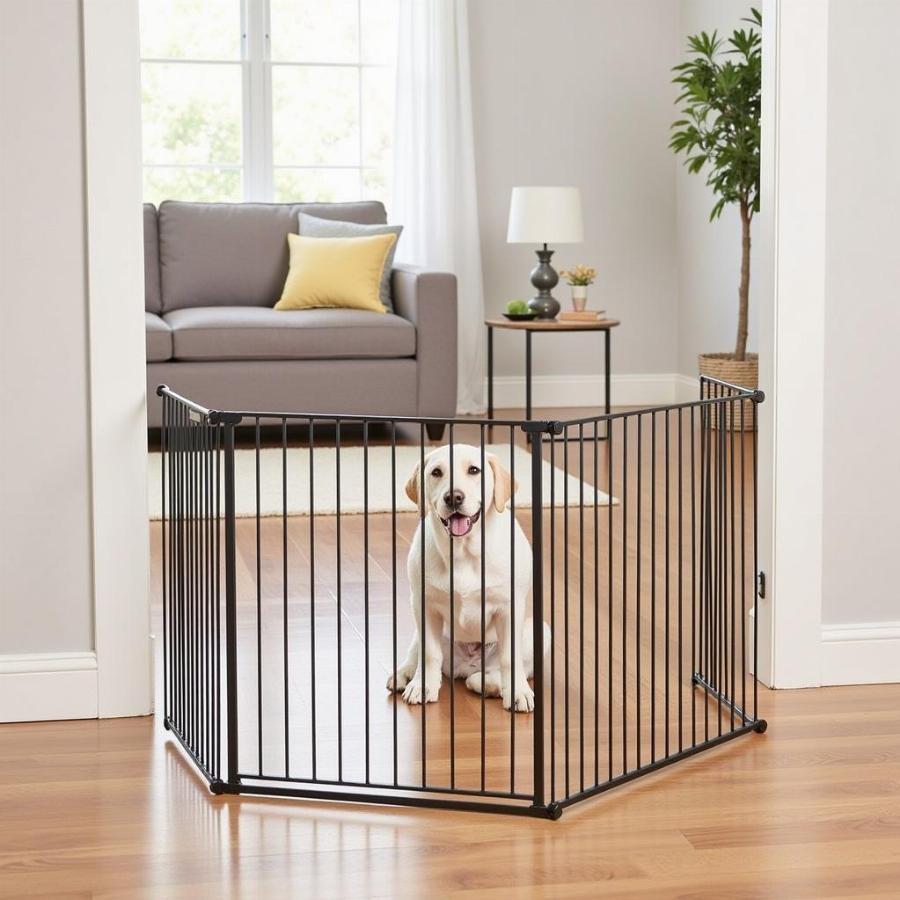 Freestanding Dog Gate in Living Room