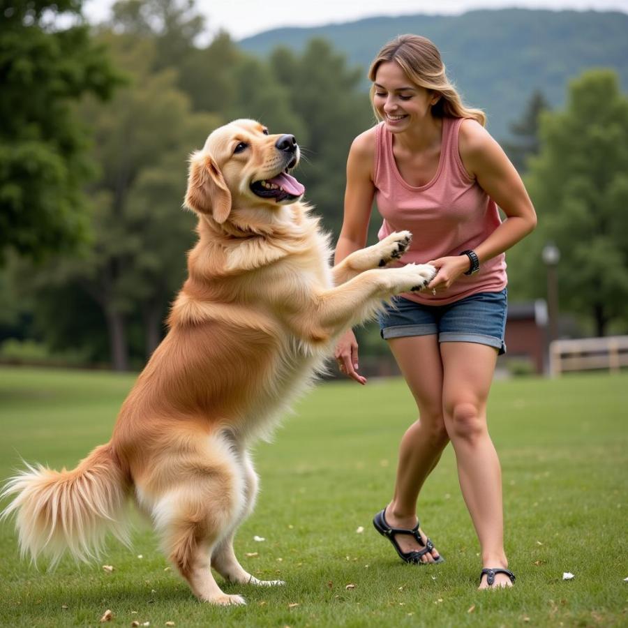 Golden Retriever Learning Tricks