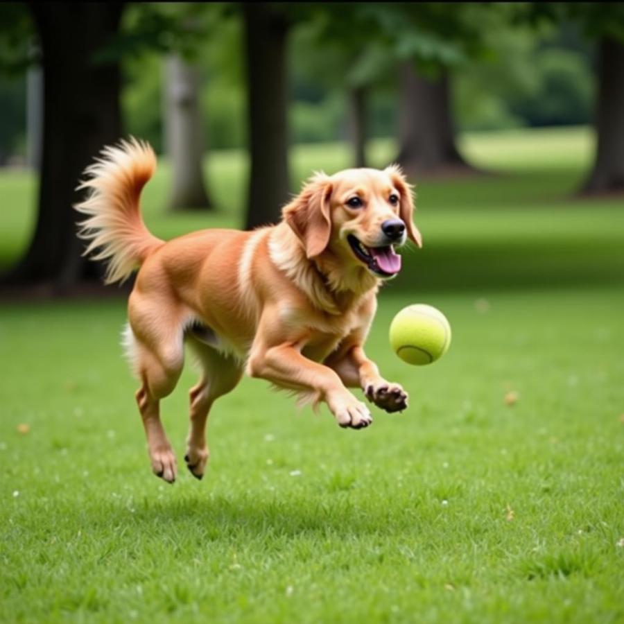 Golden Weenie Dog Playing Fetch