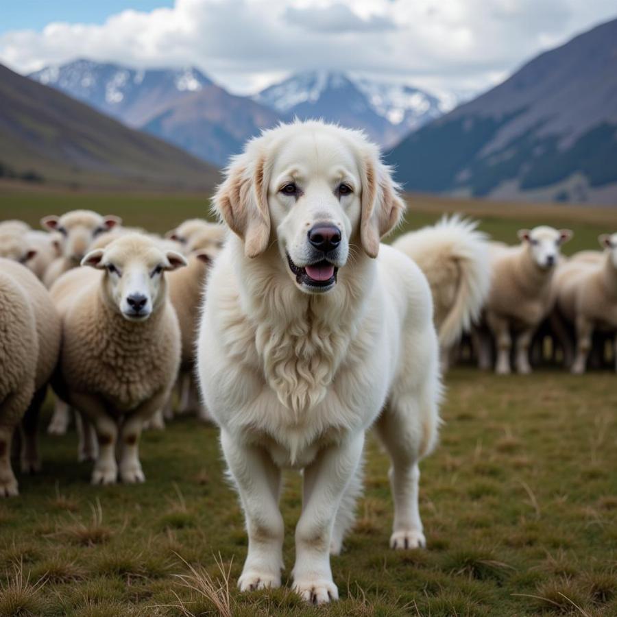 Great Pyrenees Guarding Sheep