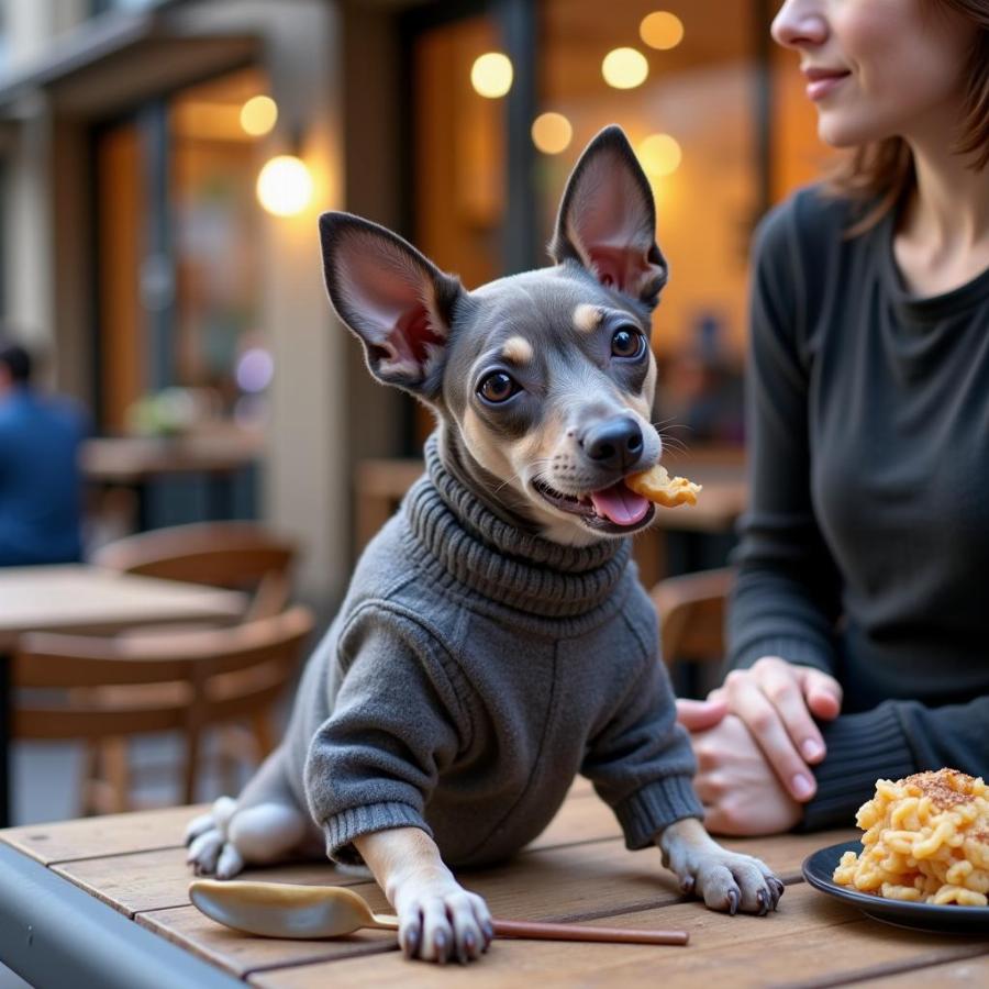 Hairless Dog Enjoying Outdoor Cafe