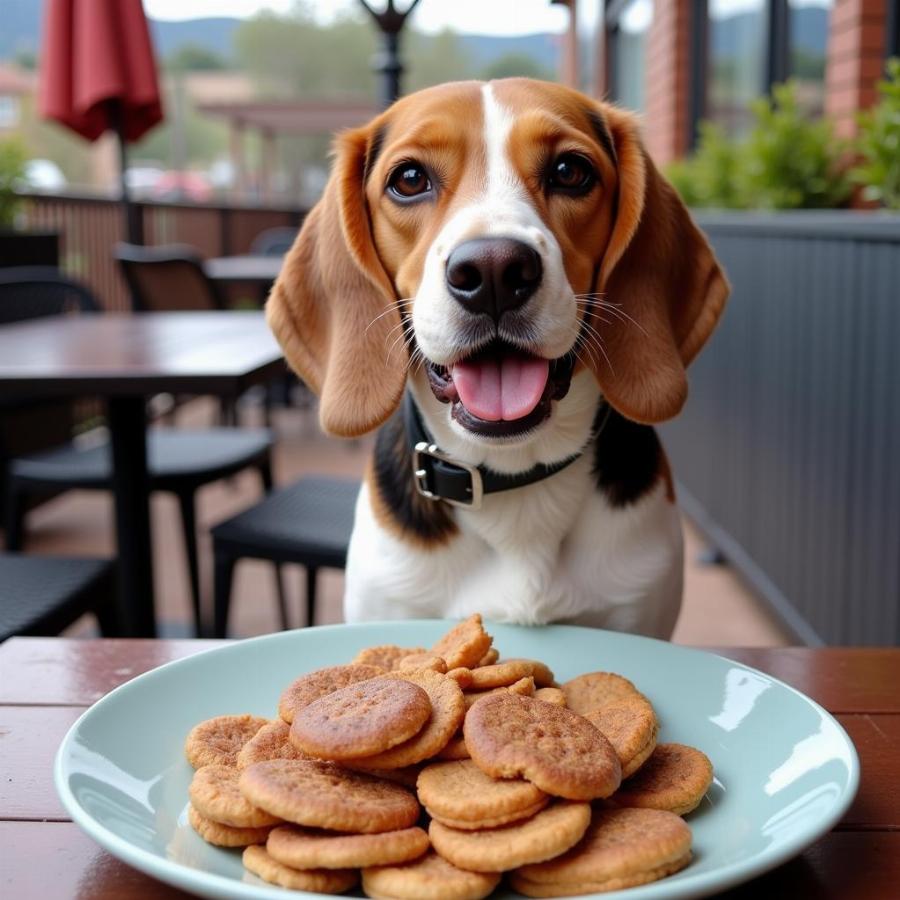 A Happy Dog Enjoying a Treat at a Flagstaff Restaurant