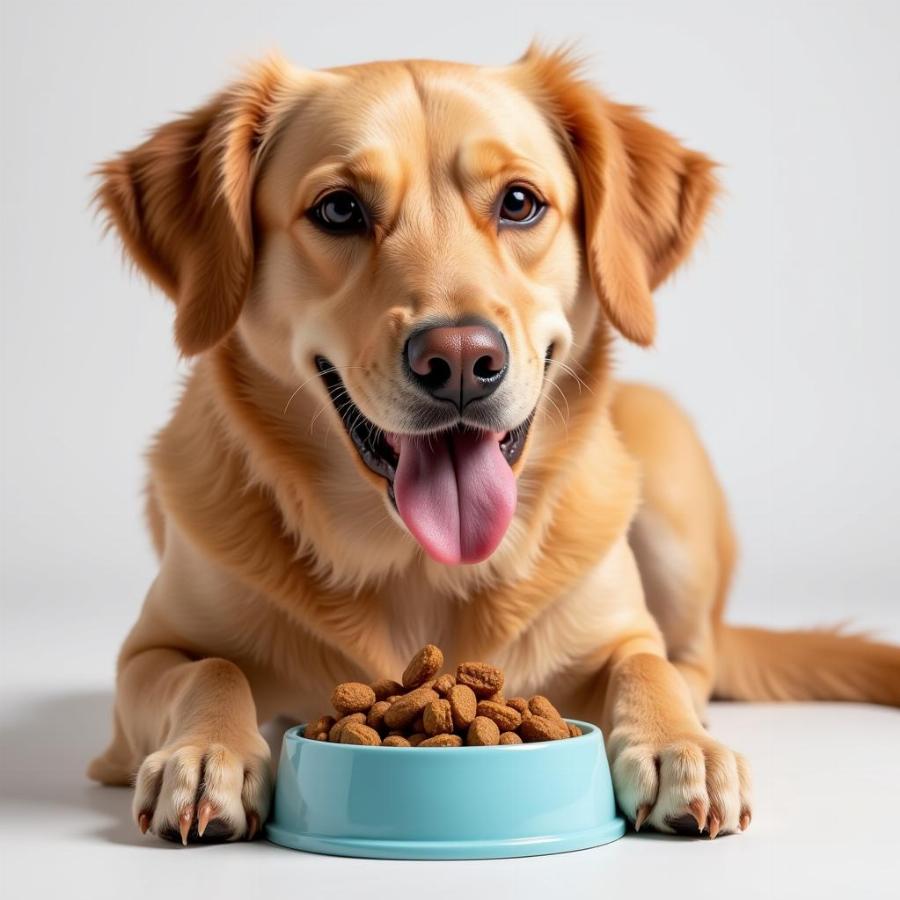 Happy Dog Eating Chicken-Free Dog Food