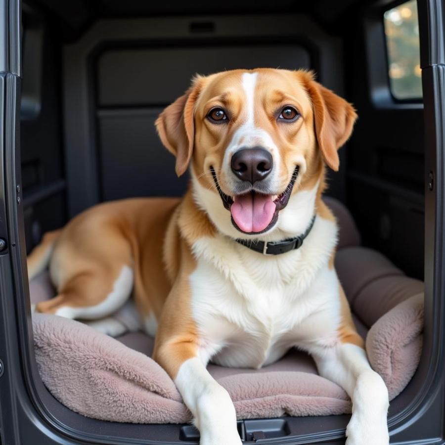 Happy Dog in Crate