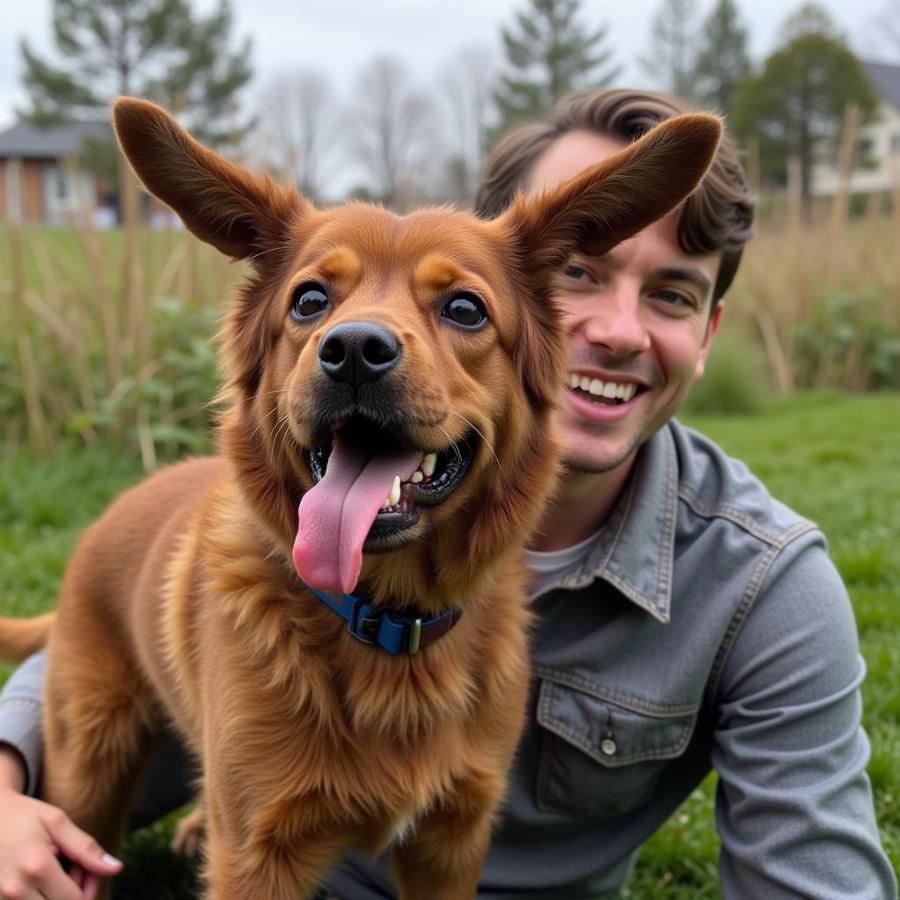 Happy Dog Named Moose with Owner