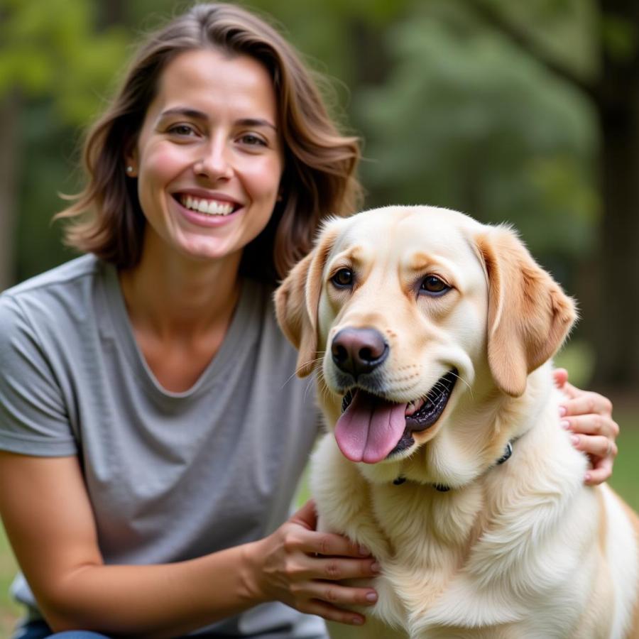 A Thriving Labrador Retriever with its Owner