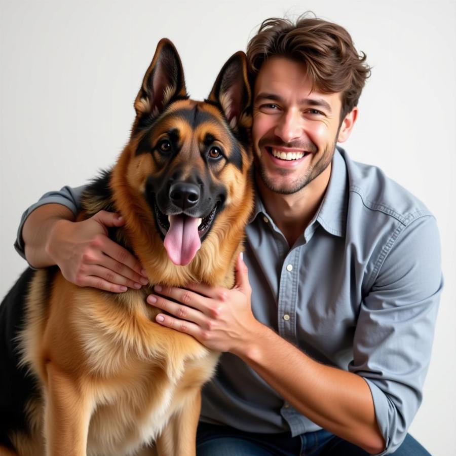 Happy Male Dog with Owner