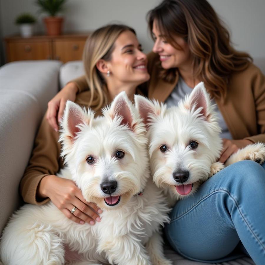 A happy Westie enjoying time with its owner