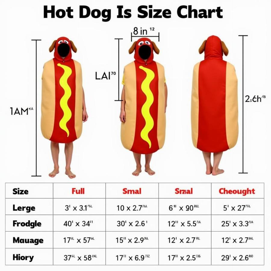 Hot Dog Stick Uniform Size Chart