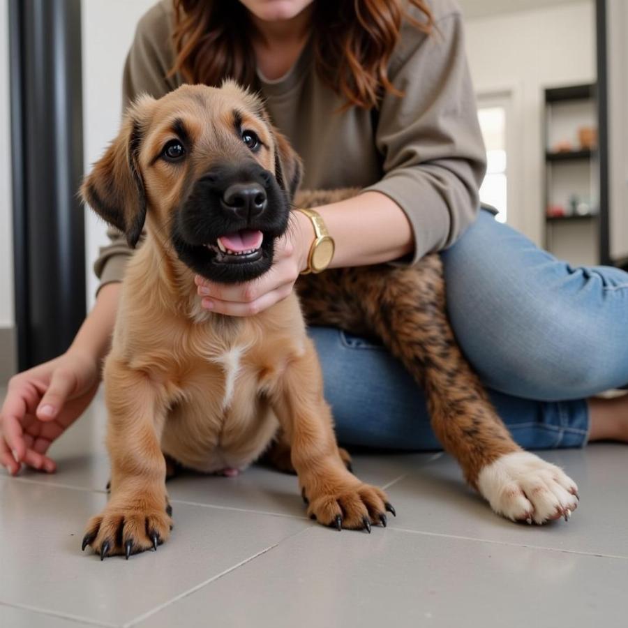 Irish Terrier Puppy with Breeder